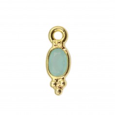 Breloque Calcédoine ovale facettée serti argent 925 doré à l'or fin 4x11mm x 1pc