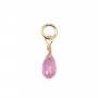 Colgante de zafiro rosa en forma de gota facetada de 3x5mm - Baño de oro x 1 pieza