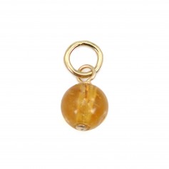 Breloque Citrine rond 4mm - Gold Filled x 1pc