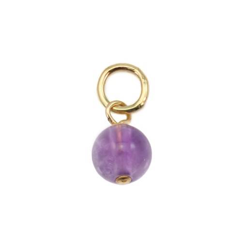 Amethyst charm round 4mm - Gold Filled x 1pc