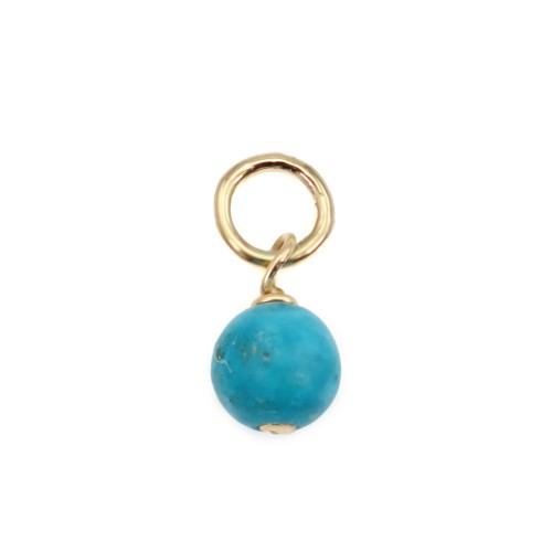 Turquoise dyed Howlite charm round 4mm - Gold Filled x 1pc