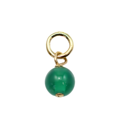 Anhänger Grüner Achat rund 4mm - Gold gefüllt x 1 Stück
