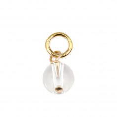 Quarz Anhänger rund 4mm - Gold gefüllt x 1 Stück
