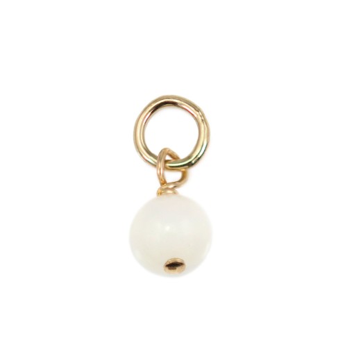 Perlmutt-Anhänger weiß rund 4mm - Gold gefüllt x 1 Stück