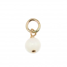 Berloque Madrepérola branca redonda 4mm - Ouro Preenchido x 1 unidade