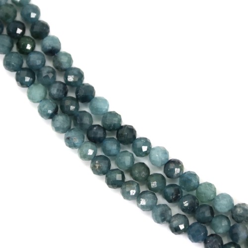 Tourmaline bleu rond facetté 3.5mm x 39cm
