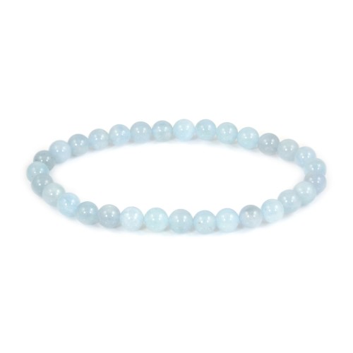 Bracciale in acquamarina tonda 6mm - Elastico x 1pz