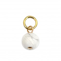 Anhänger Howlith rund 4mm - Gold gefüllt x 1 Stück