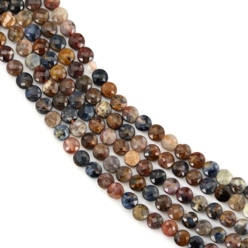 Pietersite round flat faceted 4mm x 38cm