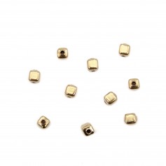 Cubo de perlas de 3 mm - Bañado en oro x 2 unidades