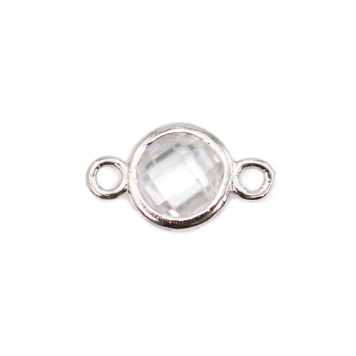 Spacer round 6x10mm zirconia oxide set - Rhodium plated 925 silver x 2pcs