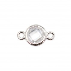 Intercalaire óxido de zircônio redondo engastado 6x10mm - Prata 925 rodinada x 2pcs