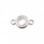 Intercalaire oxyde de zirconium rond serti 6x10mm - Argent 925 rhodié x 2pcs