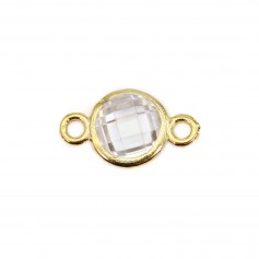 Intercalaire óxido de zircônio redondo engastado 6x10mm - Prata 925 dourada x 2pcs