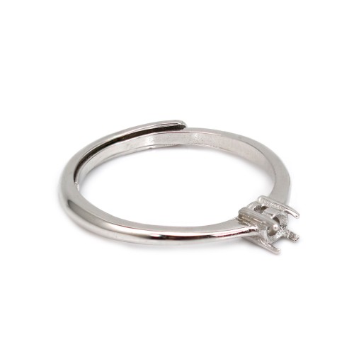 Anillo ajustable para engastar cabujón redondo de 3 mm - Plata 925 rodinada x 1 ud.