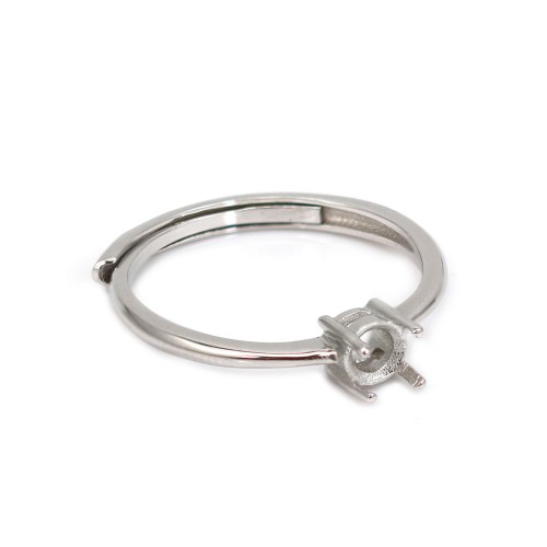 Anillo ajustable para engastar cabujón redondo de 4 mm - Plata 925 rodinada x 1 ud.