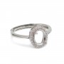 Anello regolabile con pavé per incastonatura ovale 6x8mm - zircone cubico & Argento 925 rodio x 1 pezzo