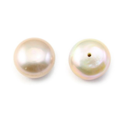 Freshwater cultured pearls, semi-drilled, grey, button, 3.5-4mm x 4pcs