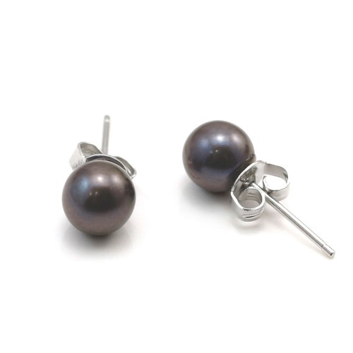925 silver freshwater pearl earring 7-8mm x 2pcs