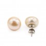 925 Silver Earring Freshwater Pearl Pink 12-13mm x 2pcs