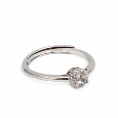 Verstellbarer Pavé-Ring für runde Fassung 3mm - Zirkonia & rhodiniertes Silber 925 x 1 Stück