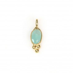 Pingente de Calcedônia oval em prata 925 dourada a ouro fino 4x11mm x 2 peças