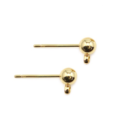 Orecchini a perno a sfera placcati "flash" oro 3mm x 2 pezzi