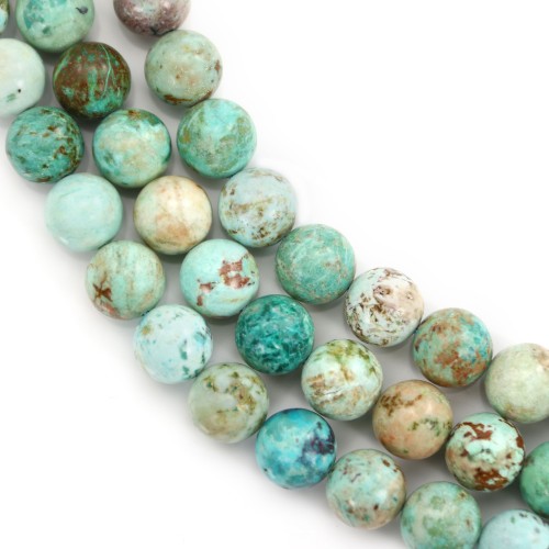 Turquoise du Pérou, ronde 10mm x 40cm