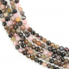 Rodonita rosa, em forma redonda facetada, 2mm x 39cm.