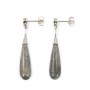 Labradorit-Tropfenohrringe 7x23mm - Rhodiniertes 925er Silber x 2 Stücke