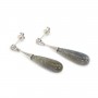 Boucles d'oreilles Labradorite goutte 7x23mm - Argent 925 Rhodié x 2pcs