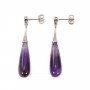 Amethyst drop earrings 7x23mm - Rhodium-plated 925 Silver x 2pcs