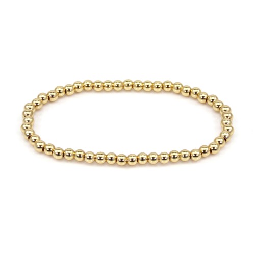 Bracelet Perles Dorées rond 4mm - Elastique x 1pc