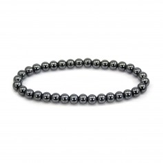 Bracelet Hématite rond 6mm - Elastique x 1pc