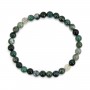 Moss Agate round bead bracelet 6mm - Elastic x 1pc