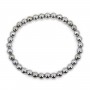 Pulseira de Hematita prateada redonda 6mm - Elástico x 1 unidade