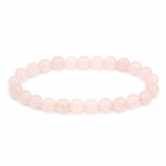 Bracelet Quartz rose rond 8mm - Elastique x 1pc