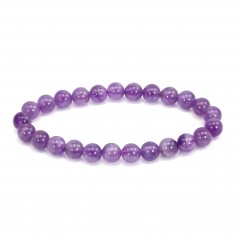 Amethyst round bead bracelet 8mm - Elastic x 1pc