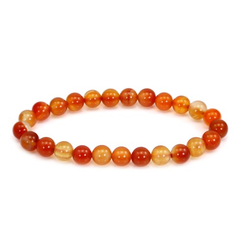 Pulseira de Cornalina redonda 8mm - Elástico x 1 unidade