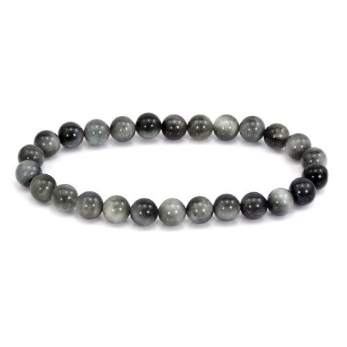 Pulseira Olho de Águia redonda 8mm - Elástico x 1 unid.