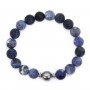Tahitian Cultured Pearl & 10mm Matte Sodalite Bracelet - Elastic x 1pc