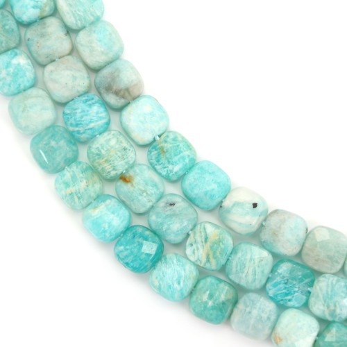 Amazonita azul, em forma de quadrado facetado 8mm x 39cm.
