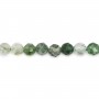 Faceted round moss agate 4mm x 40cm