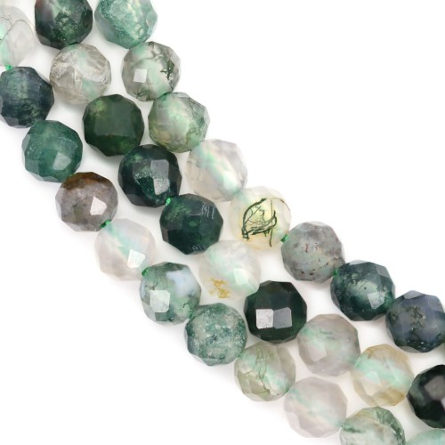 Faceted round moss agate 4mm x 40cm