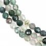 Faceted round moss agate 4mm x 40cm