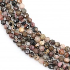 Rhodonit in runder facettierter Form, 3mm, Qualität B x 39cm