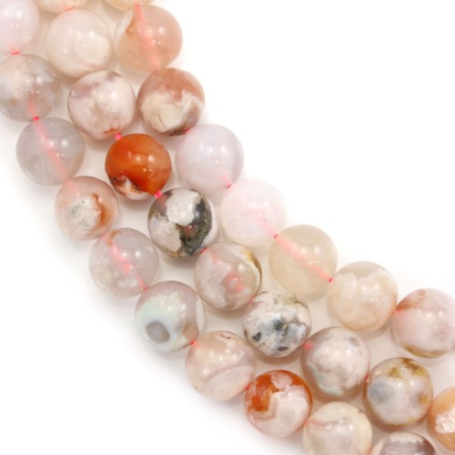 Agate fleur de cerisier rond 10mm x 38cm