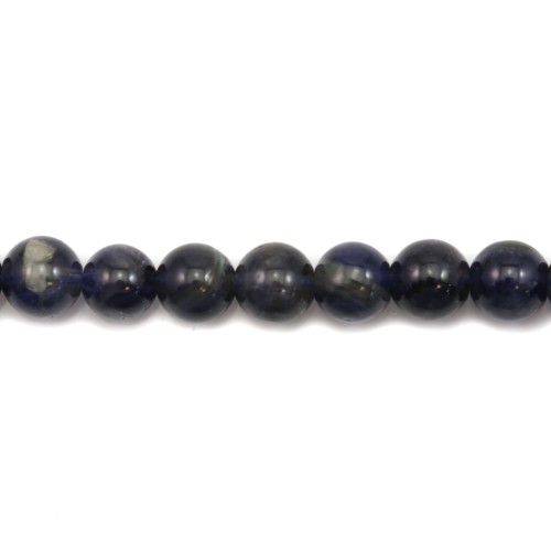 Cordiérite (Iolite) ronde 8mm x 40cm