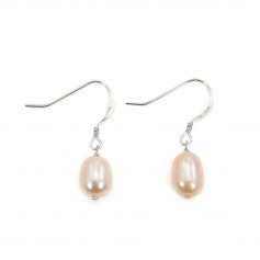 Pendientes de perlas de agua dulce rosadas, de plata 925 x 2 unidades.