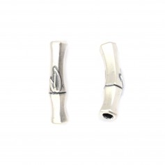 Conta de bambu curvada de 6x25mm - Prata 925 enegrecida x 1 unidade